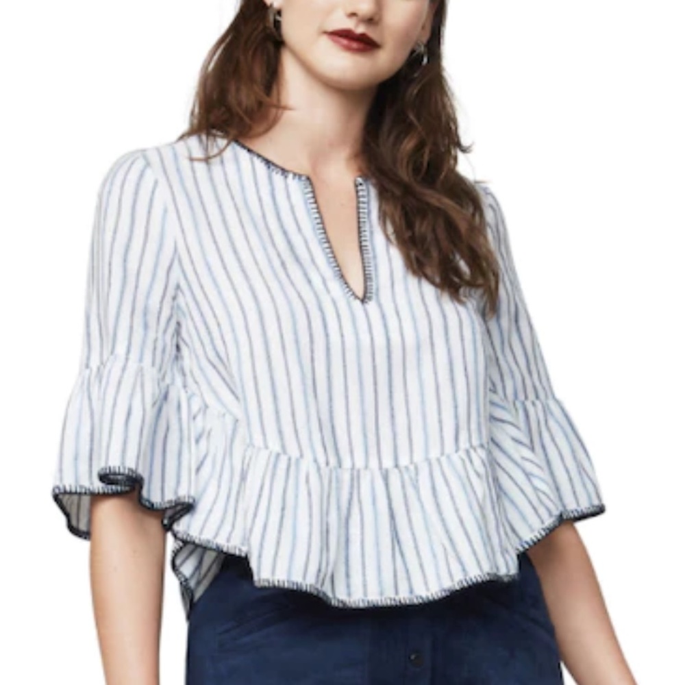 BCBG Stripped Embroidered Cropped Top Size small